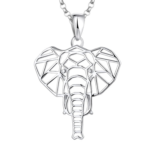 Women Elephant Necklace,925 Sterling Silver Lucky Animal Amulet Pendant Necklace