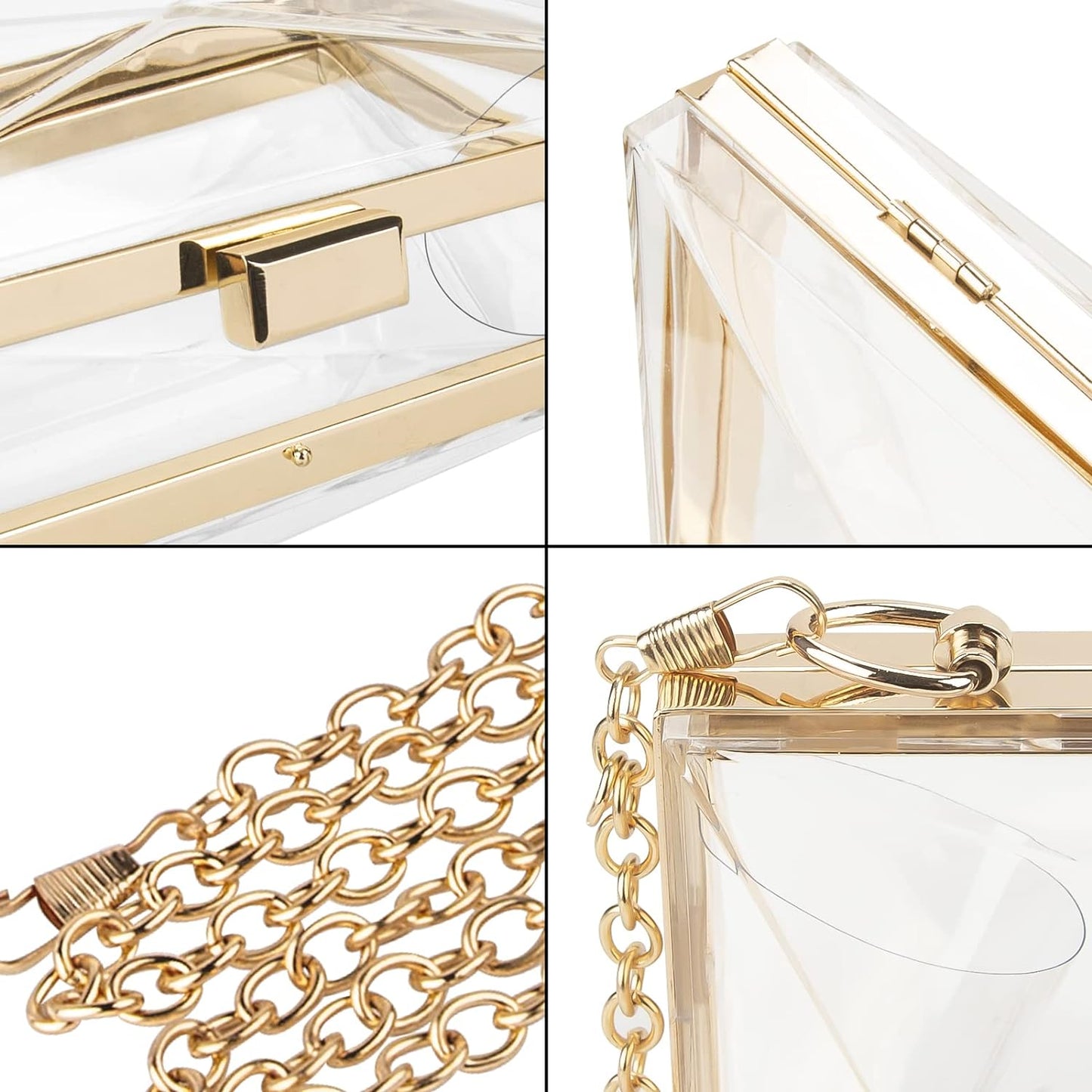 Women Clear Purse, Acrylic Box Evening Clutch Bag, Transparent Rhombus Lady Party Wedding Crossbody Shoulder Handbag