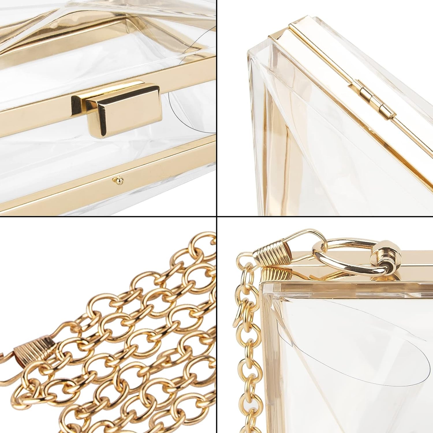 Women Clear Purse, Acrylic Box Evening Clutch Bag, Transparent Rhombus Lady Party Wedding Crossbody Shoulder Handbag