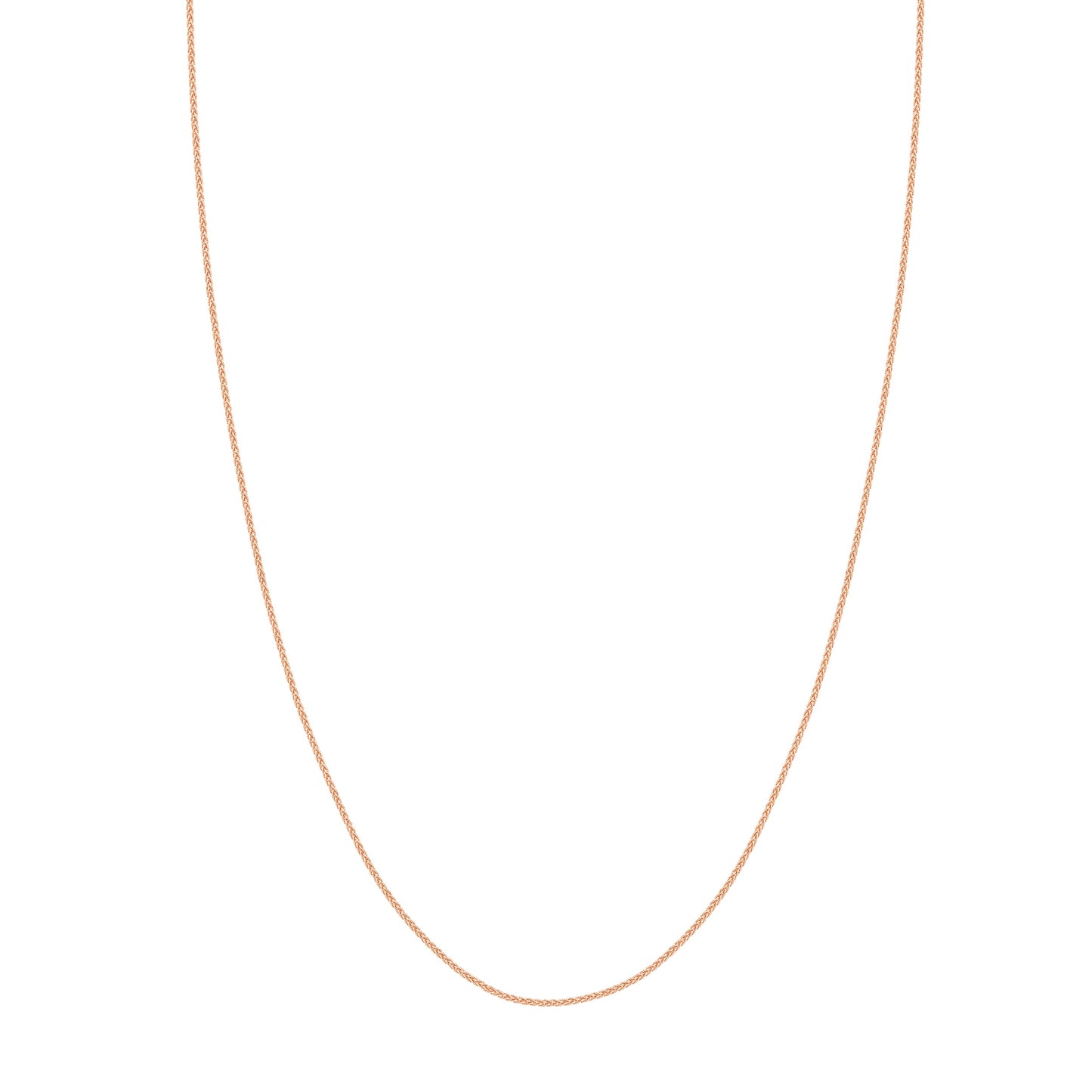 14K Rose Gold Men & Women'S 22" 1.02Mm Silicone Adjustable round Wheat Chain Necklace