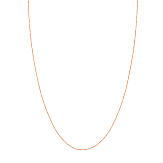 14K Rose Gold Men & Women'S 22" 1.02Mm Silicone Adjustable round Wheat Chain Necklace