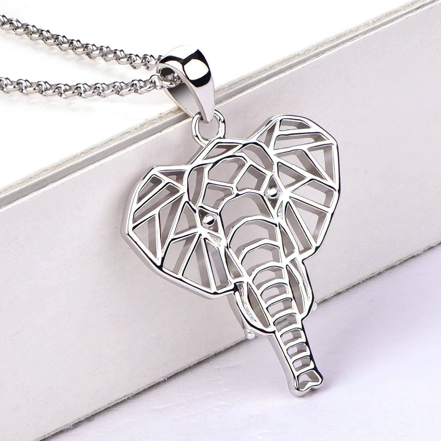 Women Elephant Necklace,925 Sterling Silver Lucky Animal Amulet Pendant Necklace