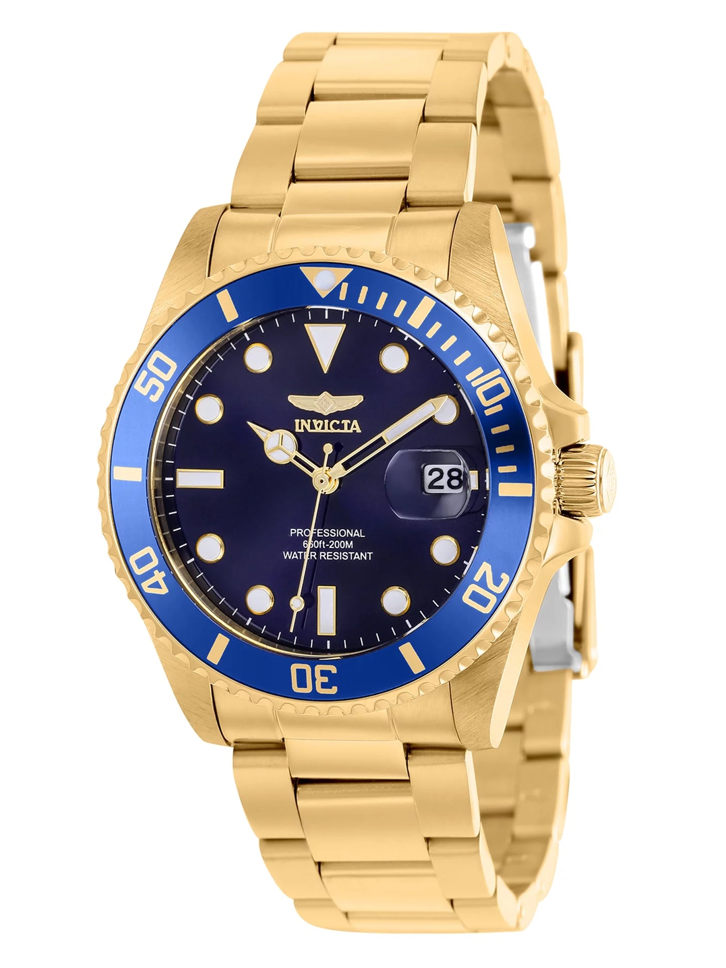 Pro Diver Ladies 38Mm Stainless Steel Gold Blue Dial Quartz Watch 37153