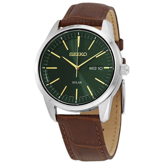 Seiko Dark Green Sunray Dial Solar Powered Men'S Watch SNE529