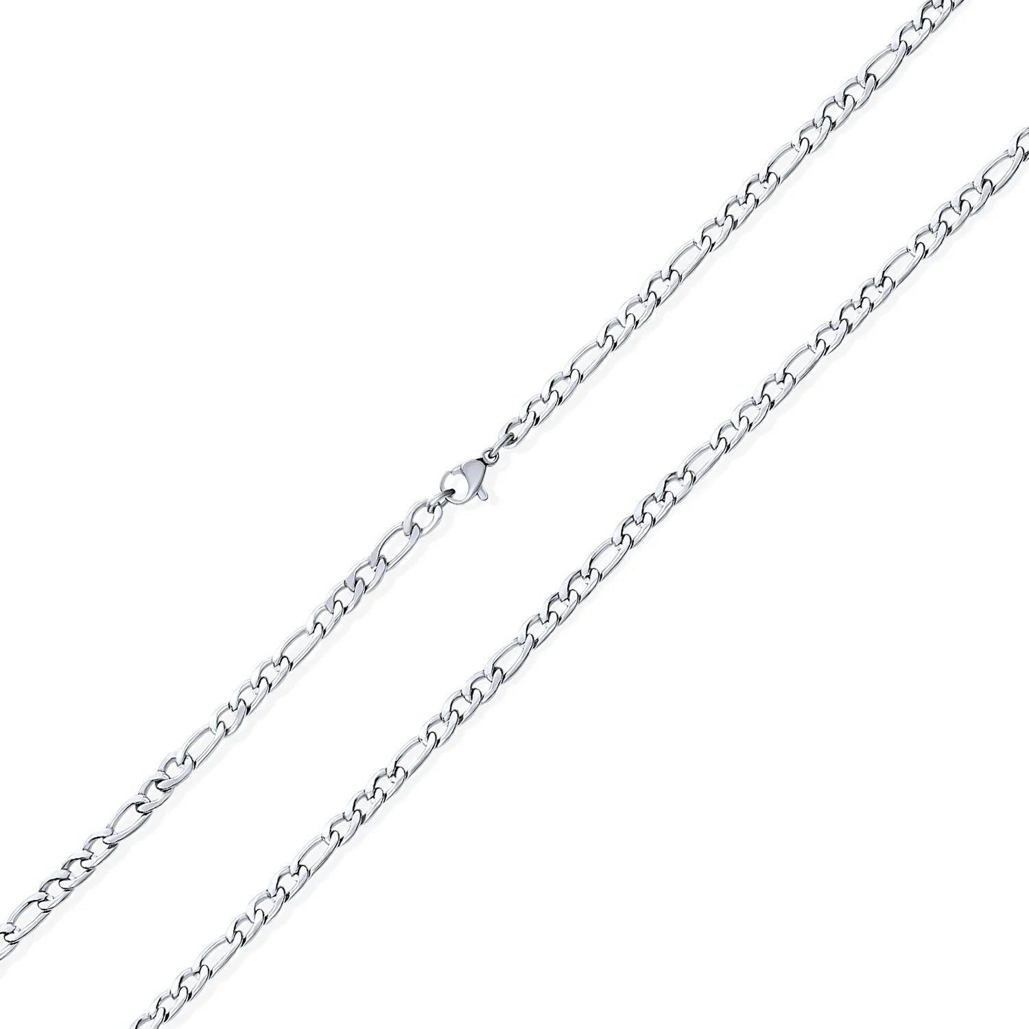 Mens Men'S Silver & Gold Tone Stainless Steel Figaro Chain Necklace 18-30 Inch