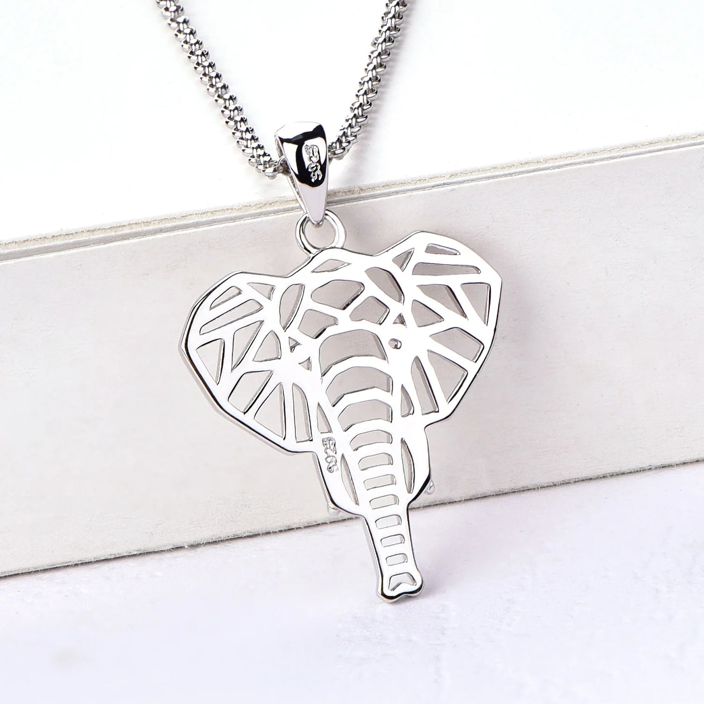 Women Elephant Necklace,925 Sterling Silver Lucky Animal Amulet Pendant Necklace