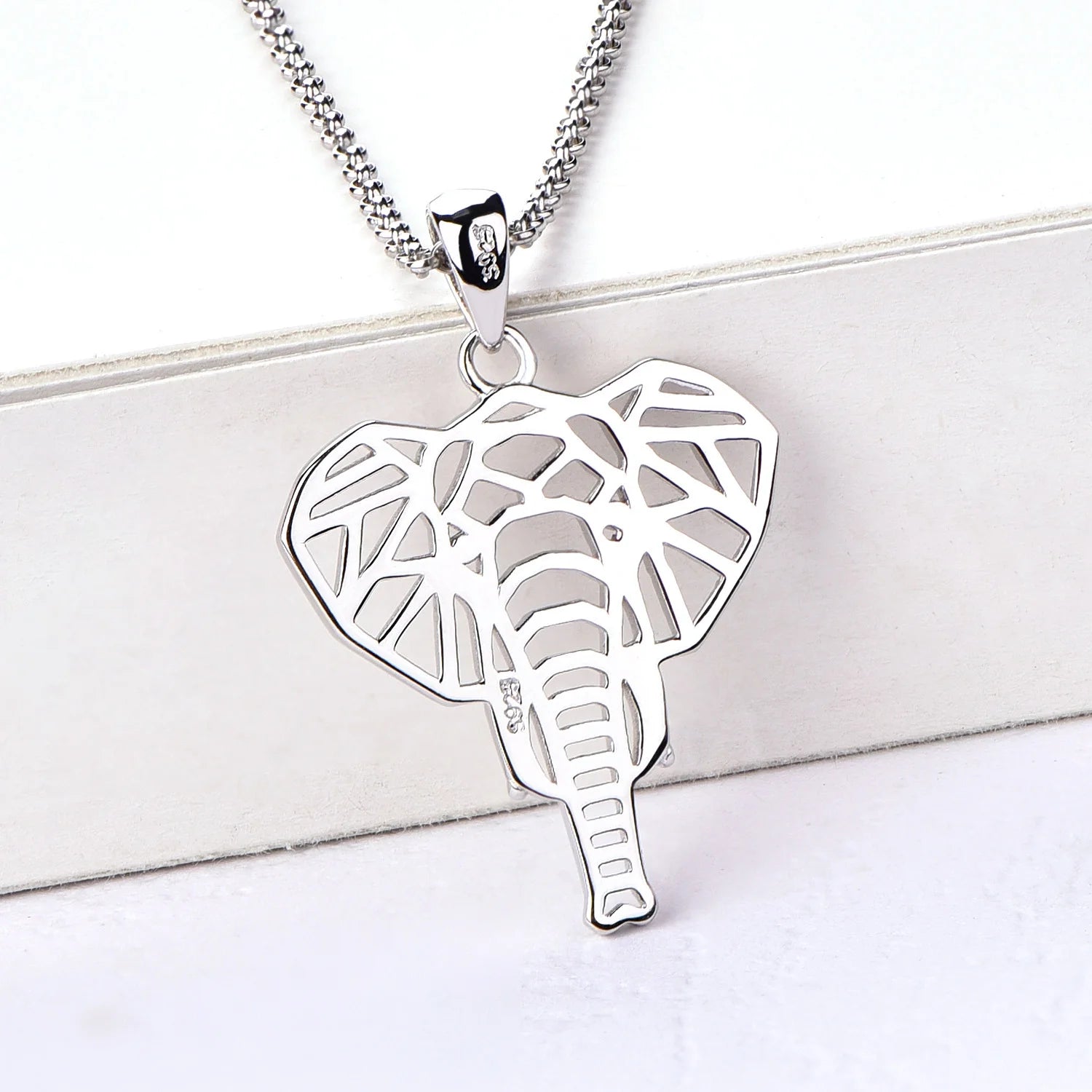 Women Elephant Necklace,925 Sterling Silver Lucky Animal Amulet Pendant Necklace