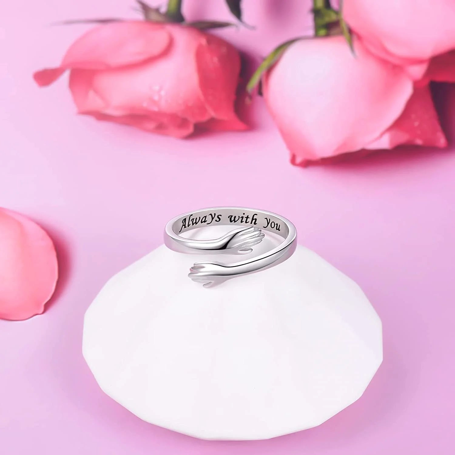 Sterling Silver Hug Rings for Women Silver Hugging Ring Jewelry Rings Always My Daughter Forever My Friend Ring for Teen Girls