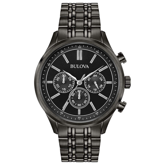 Men'S Gunmetal Stainless Steel Chronograph Watch 98A217