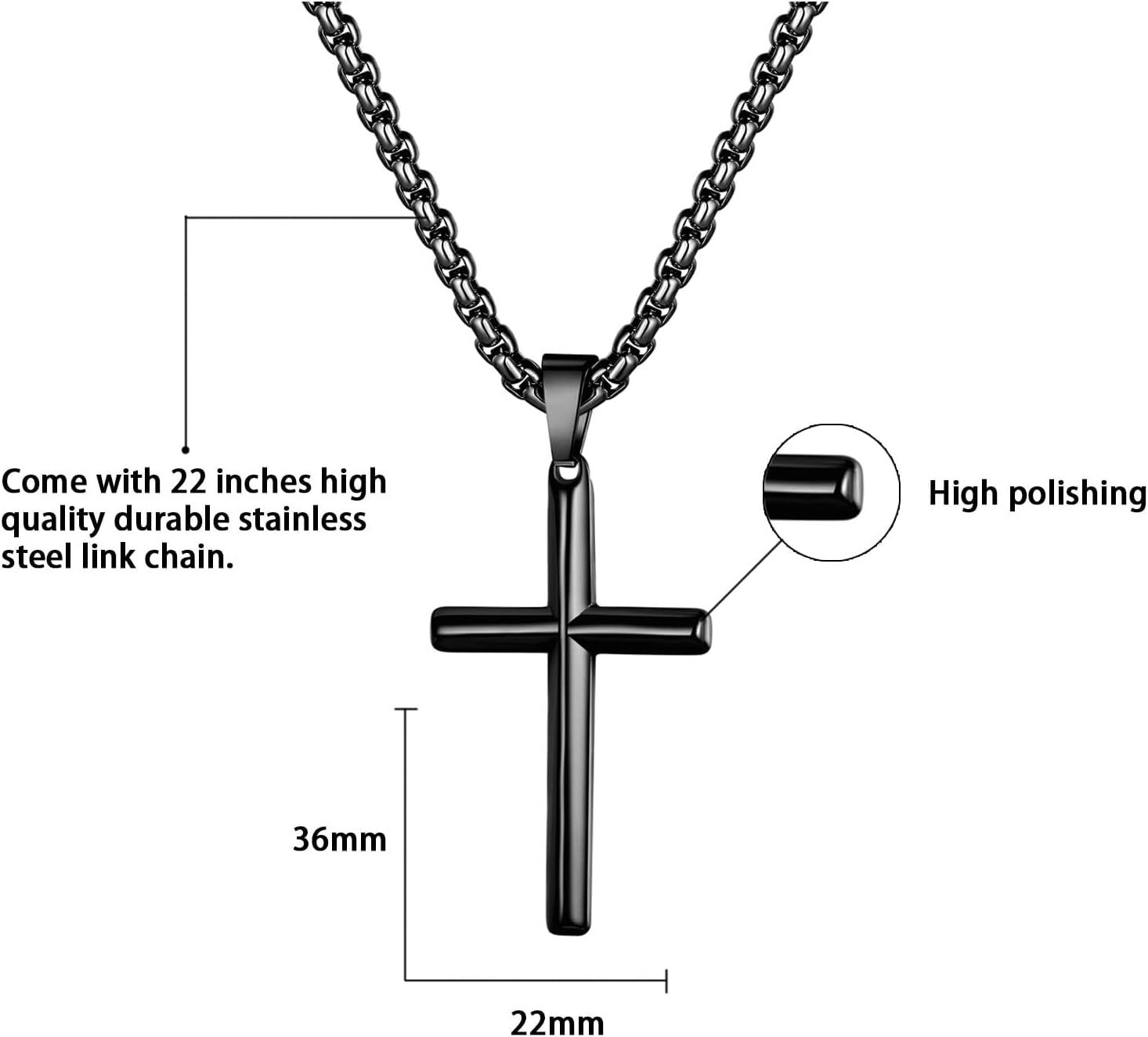 Cross Necklace for Men Stainless Steel Crucifix Lord'S Prayer Pendant Necklace 20 Inch Chain