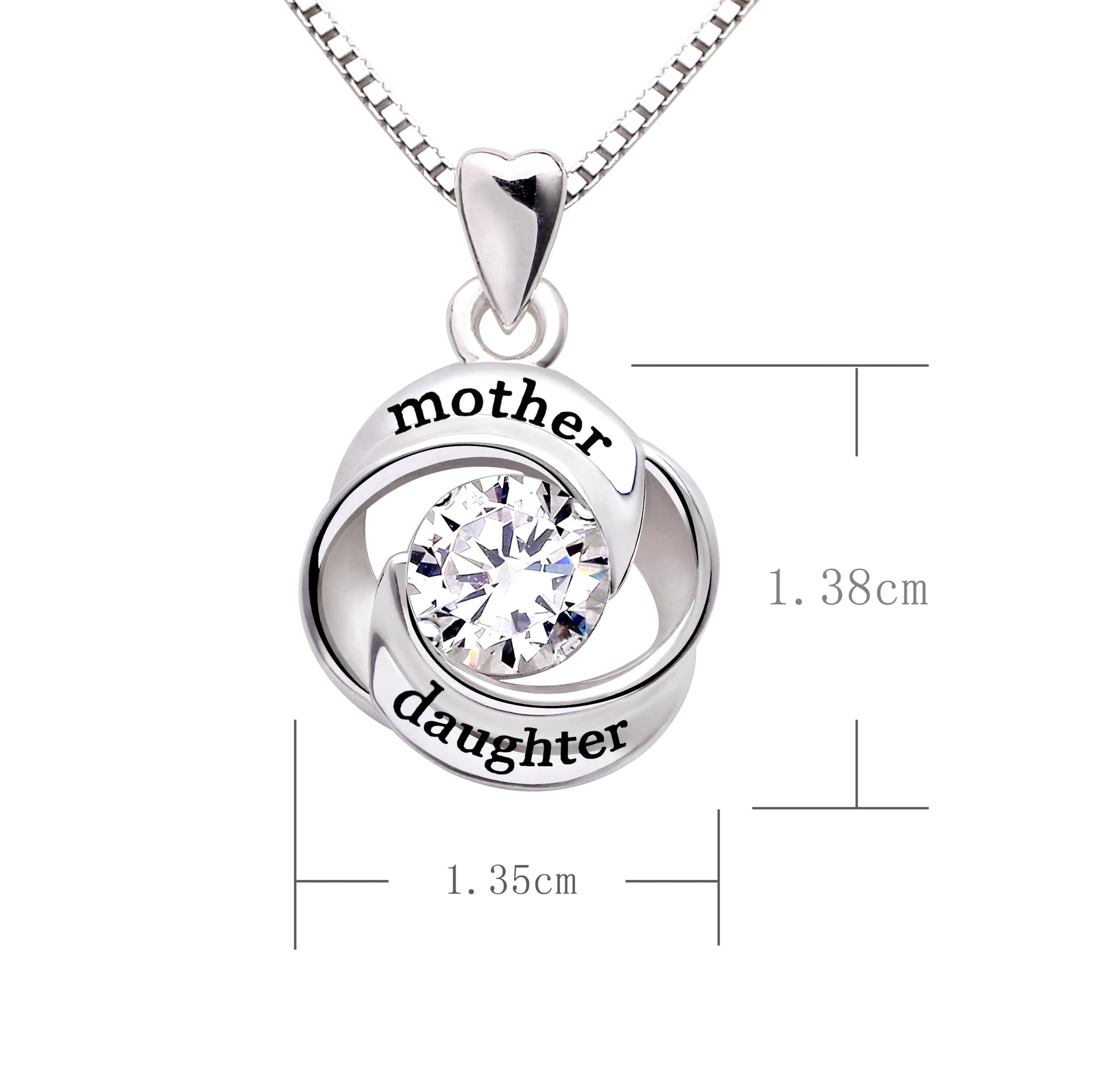 Jewelry Sterling Silver Mother and Daughter Love Cubic Zirconia Pendant Necklace