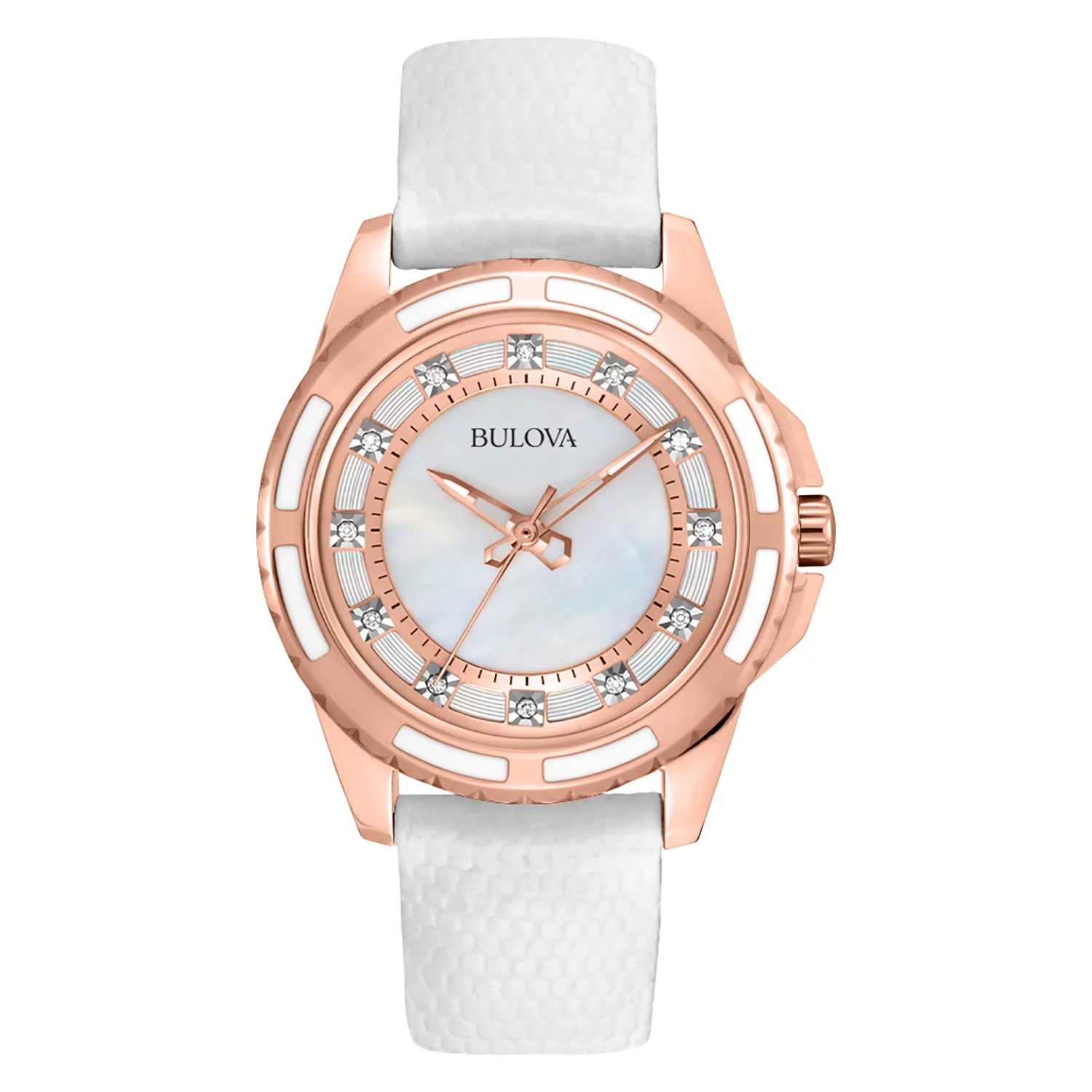 Women'S Classic White Leather Strap Watch 98P119