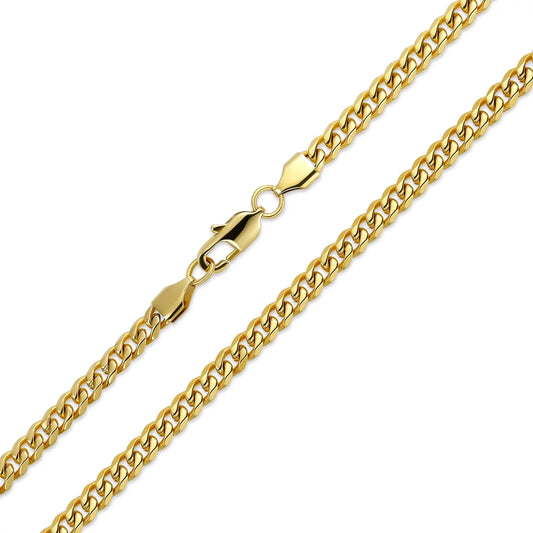 Mens Mens 8MM Curb Cuban Chain Necklace Gold Plated Stainless Steel 24 Inch