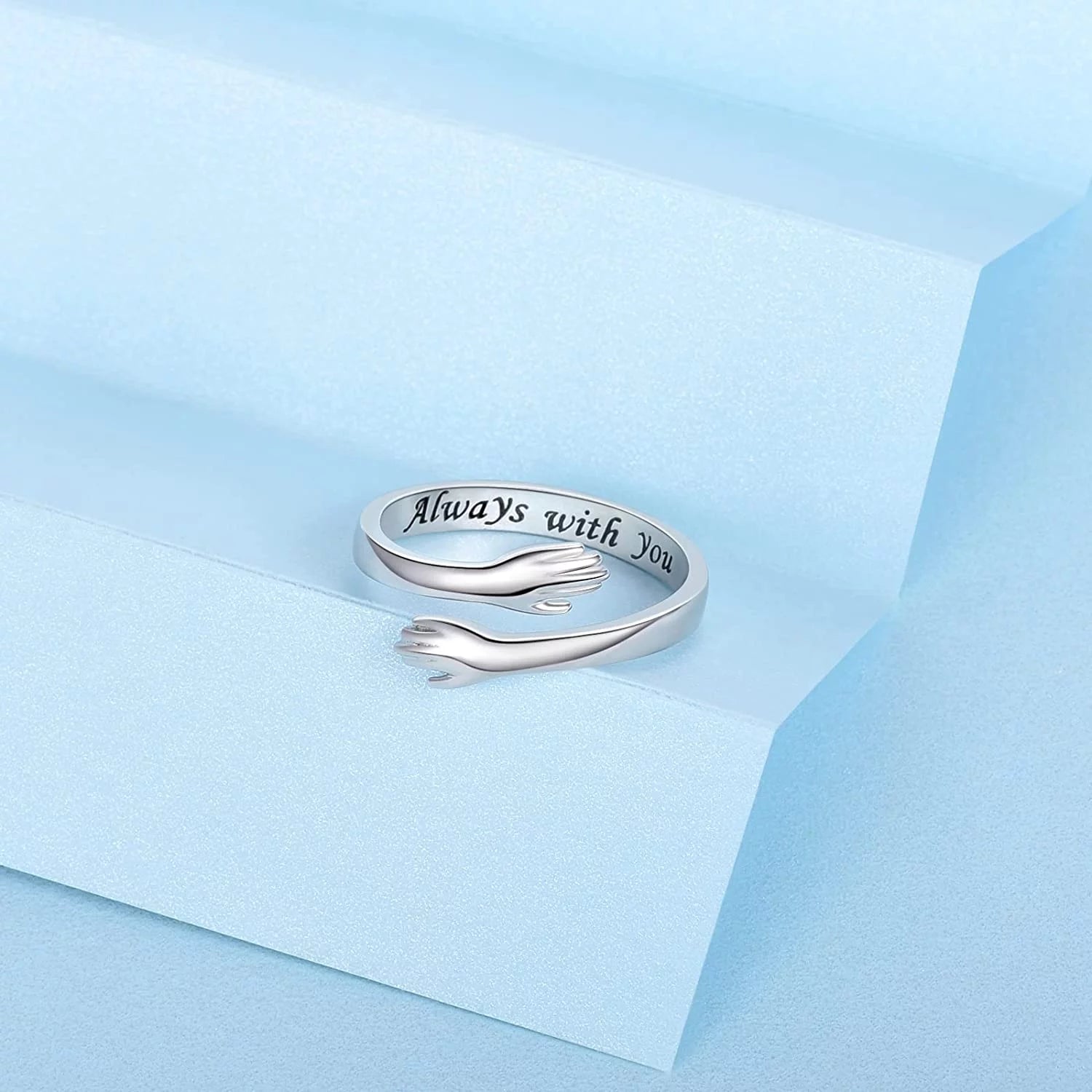 Sterling Silver Hug Rings for Women Silver Hugging Ring Jewelry Rings Always My Daughter Forever My Friend Ring for Teen Girls