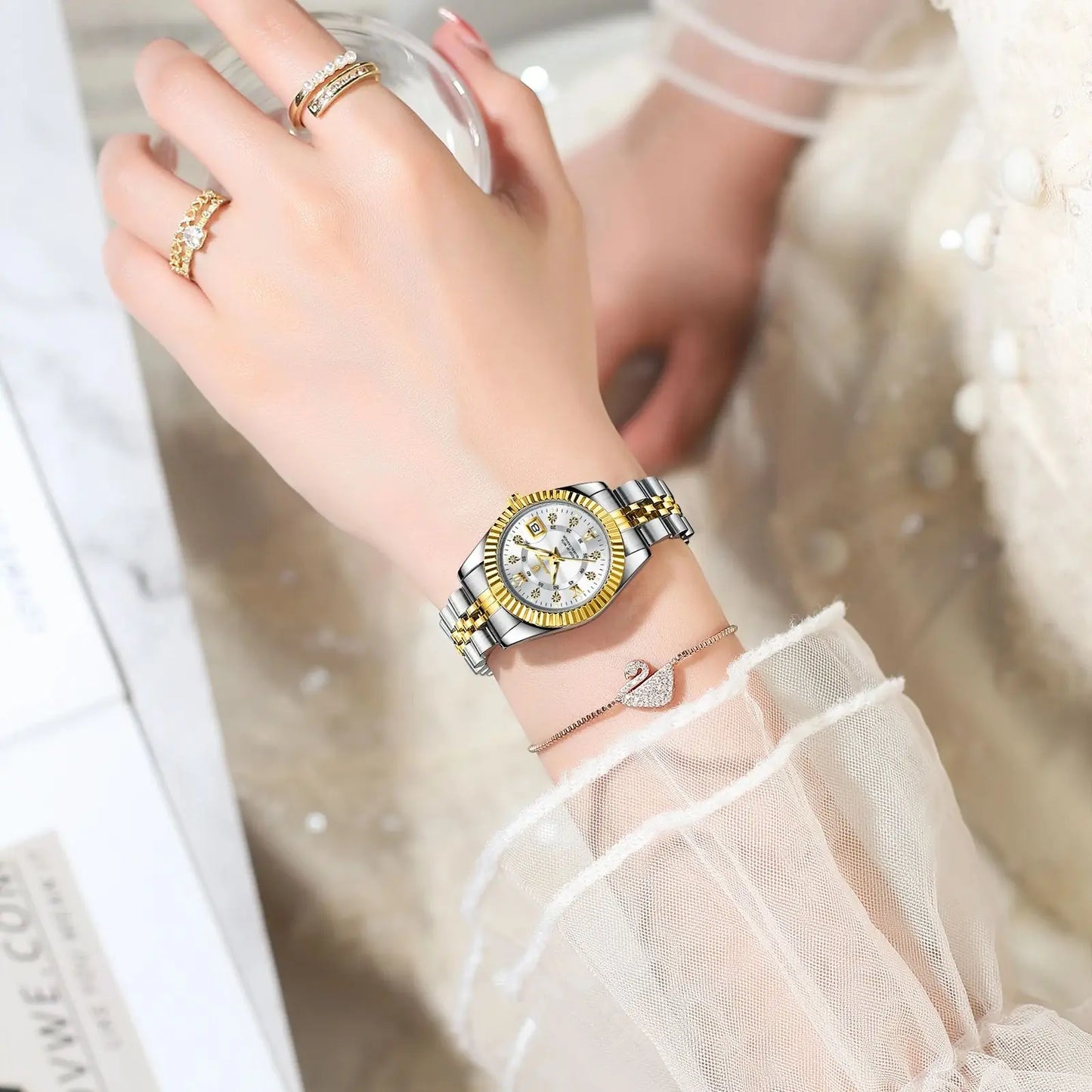 Luxury Elegant Watch for Women Waterproof Luminous Date Ladies Watch Stainless Steel Quartz Women'S Watches Girl Reloj