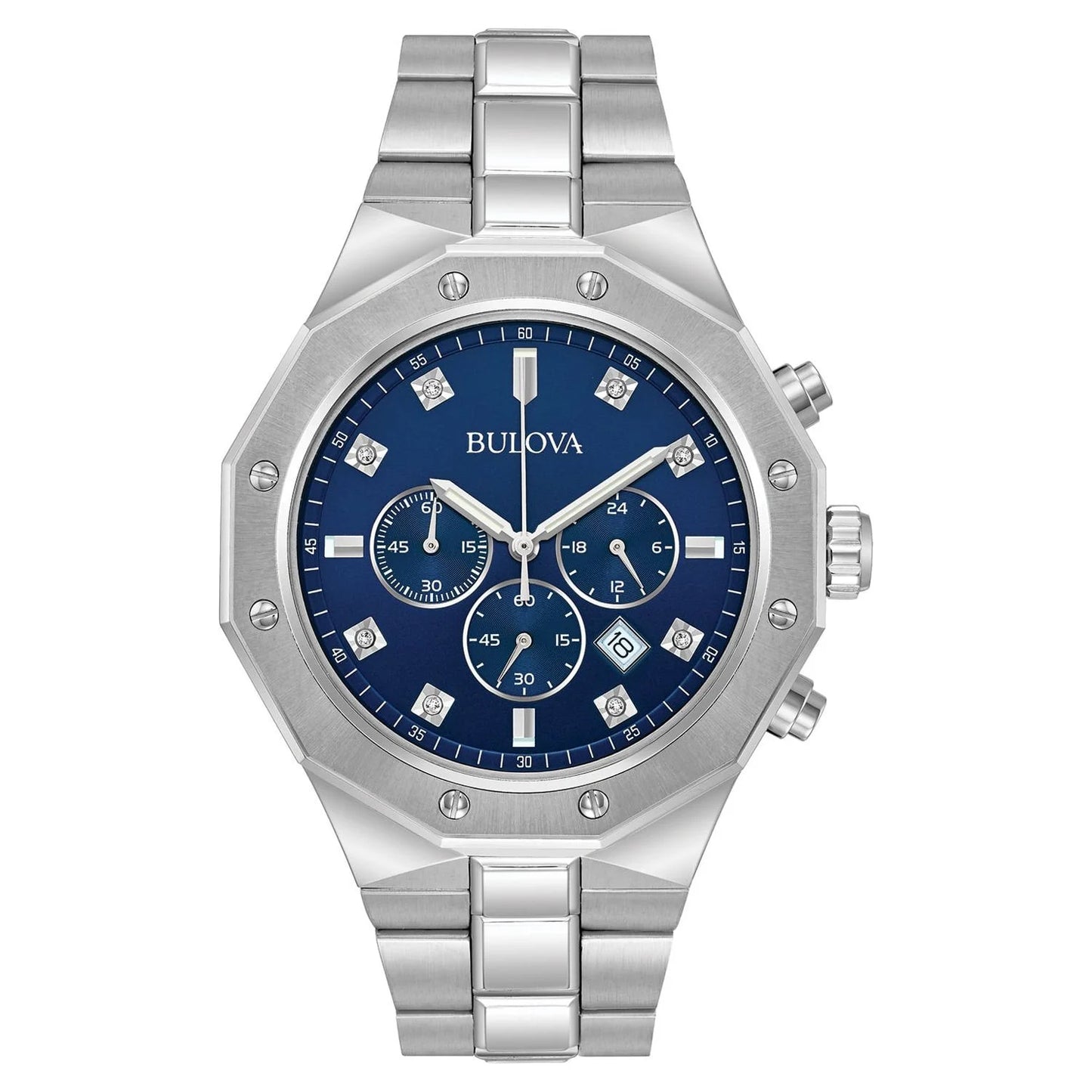 Men'S Chronograph Diamond Accent Stainless Steel Watch 44Mm 96D138