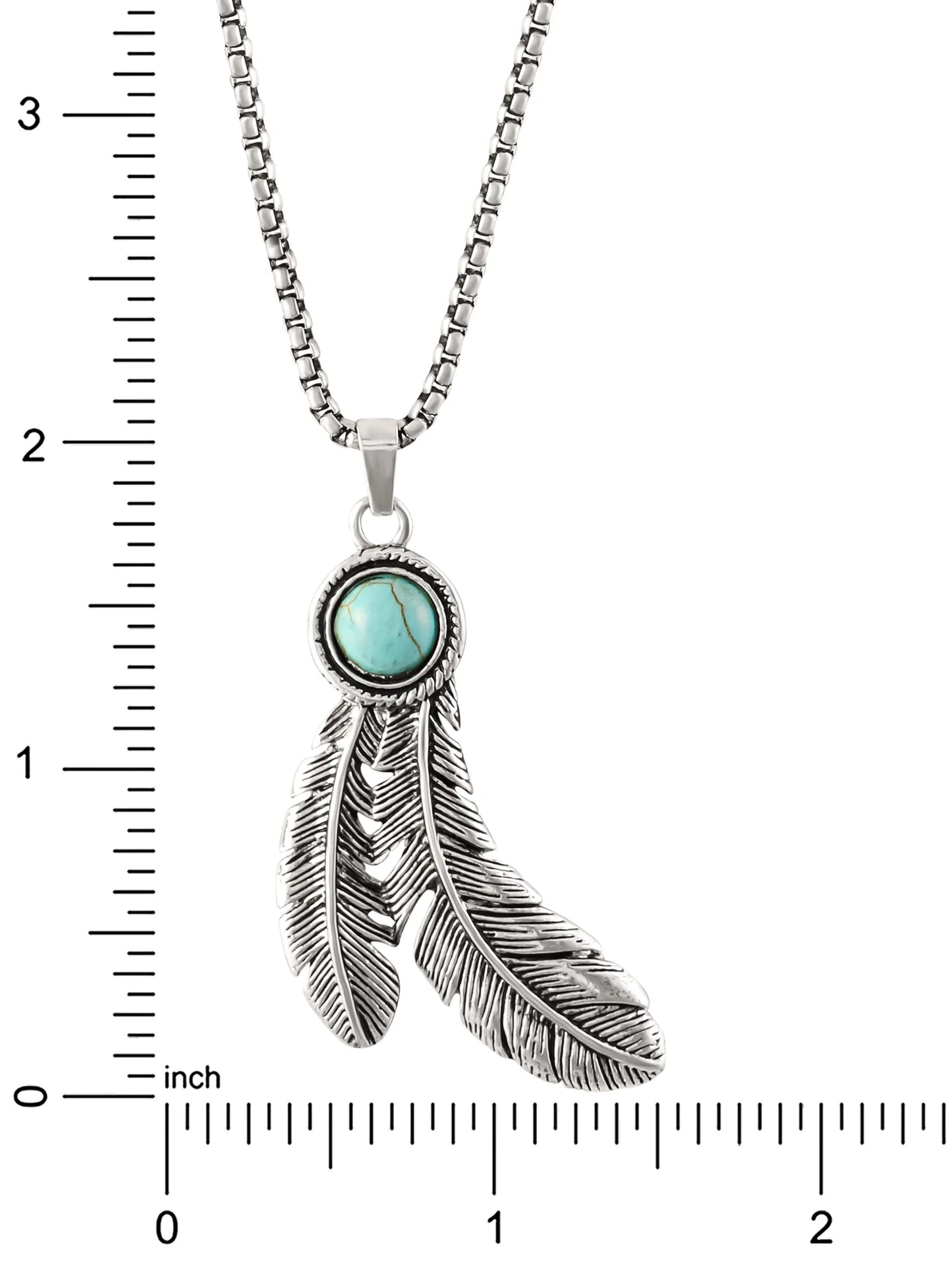 Fashion Faux Turquoise Stone Feather Necklace