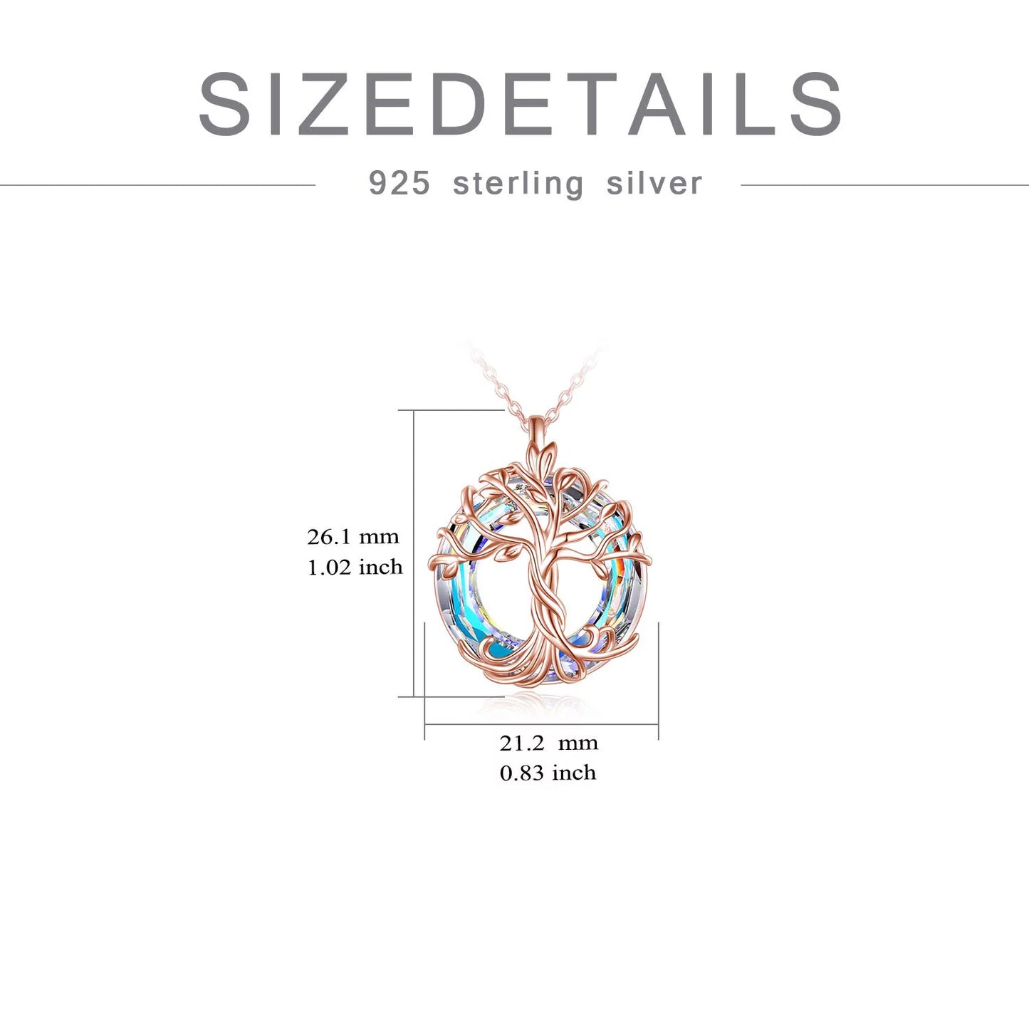 Christmas Gifts Tree of Life Pendant Celtic Family Sterling Silve Necklace with Circle Airore Boreale Crystal Jewelry Christmas Gifts for Women