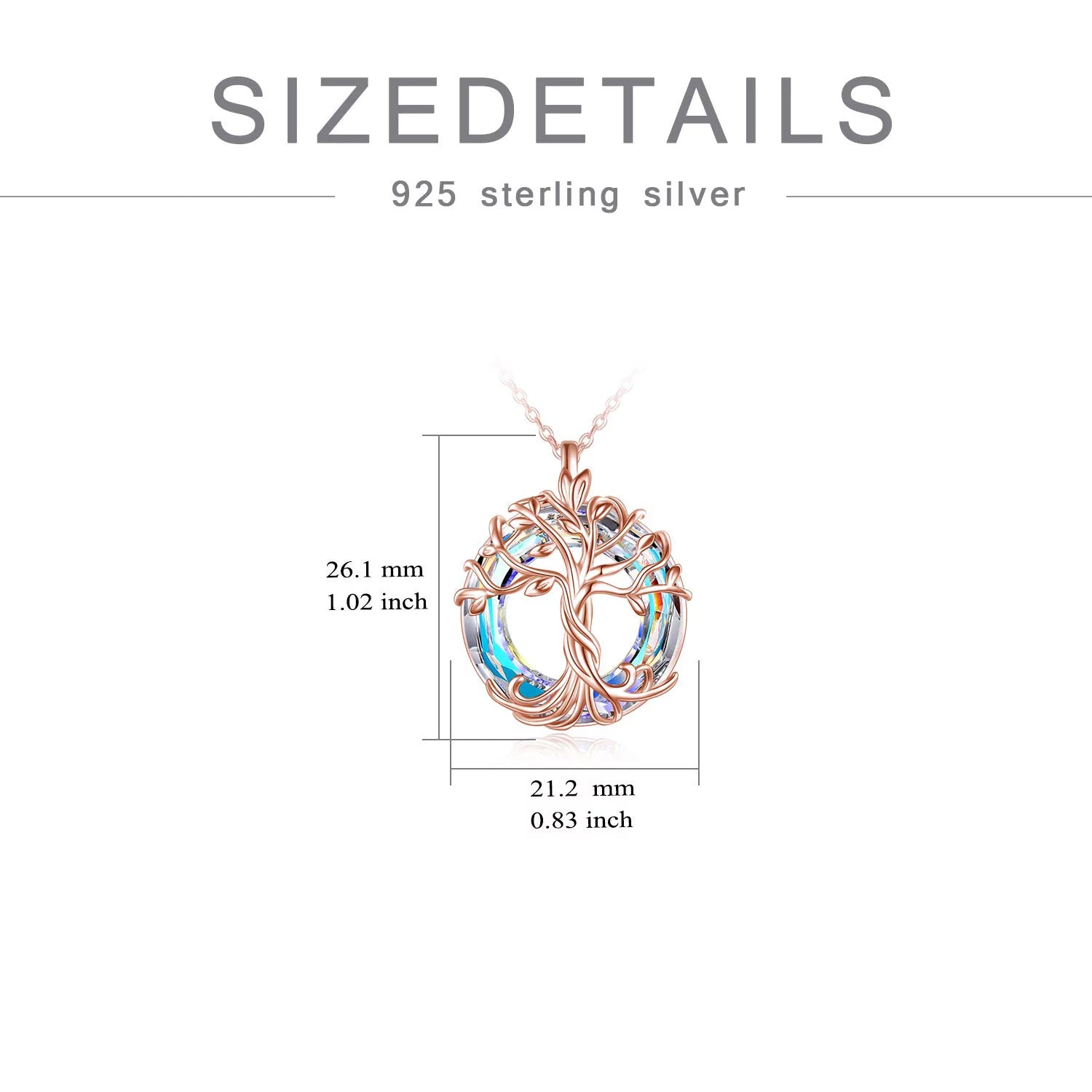 Christmas Gifts Tree of Life Pendant Celtic Family Sterling Silve Necklace with Circle Airore Boreale Crystal Jewelry Christmas Gifts for Women