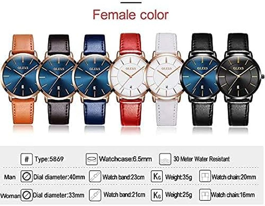 Watches for Women Waterproof Wristwatches Analog Quartz Ultra Thin Black Watches Leather Strap Watches with Date Calendar Watches,Gifts for Women