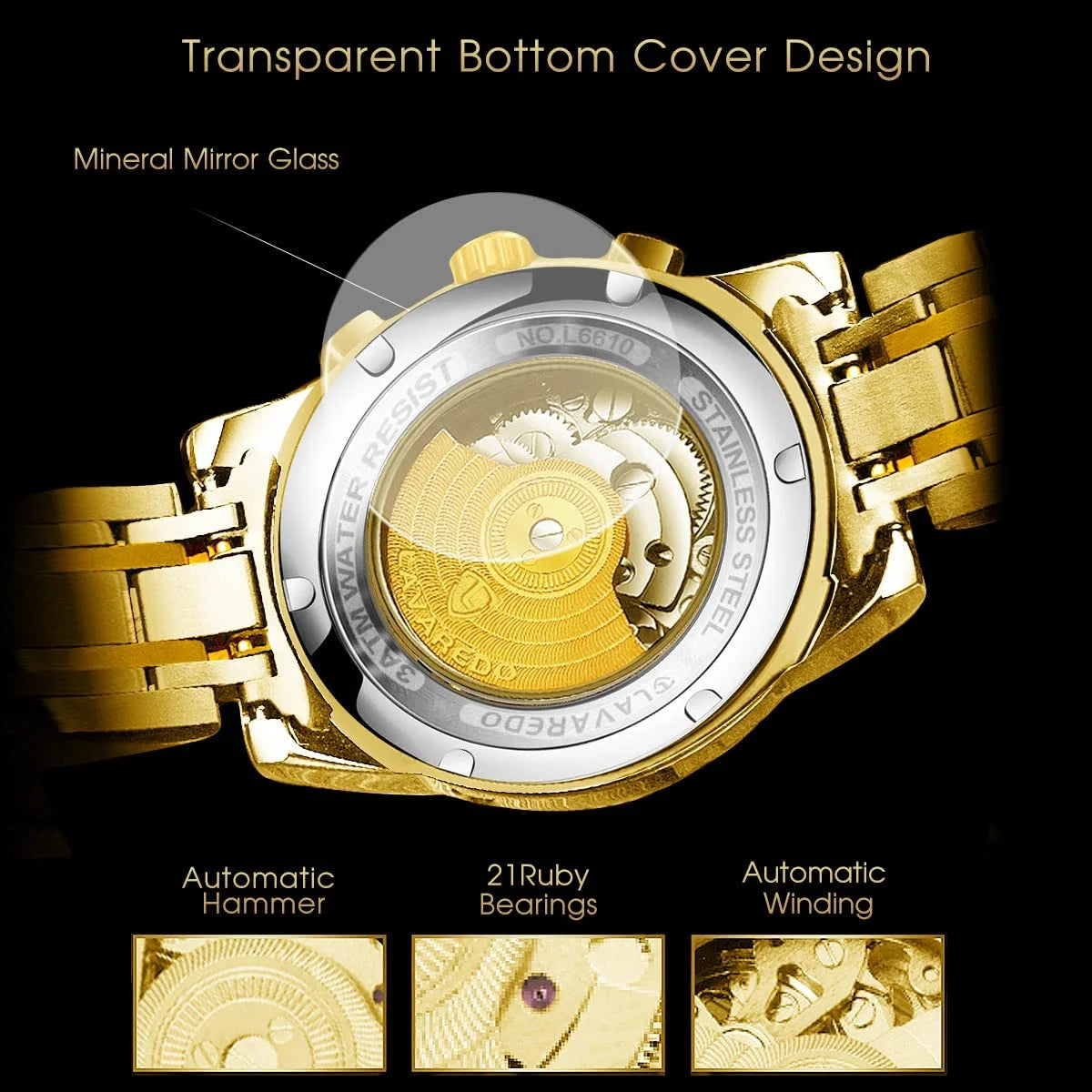 A  Men'S Watch Automatic Mechanical Watches Self Winding Diamond Dial Stainess Steel Watches Business Watches Gift for Men