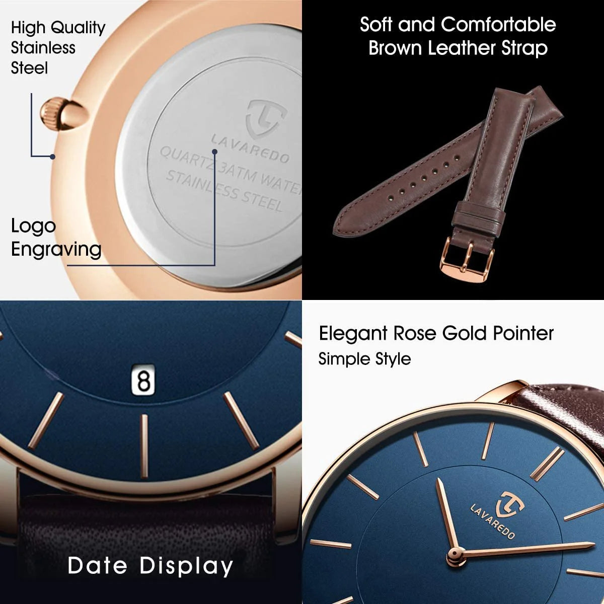 Men Watches Fashion Minimalist Quartz Watch for Men Analog Waterproof Watches with Leather Strap Gift for Man