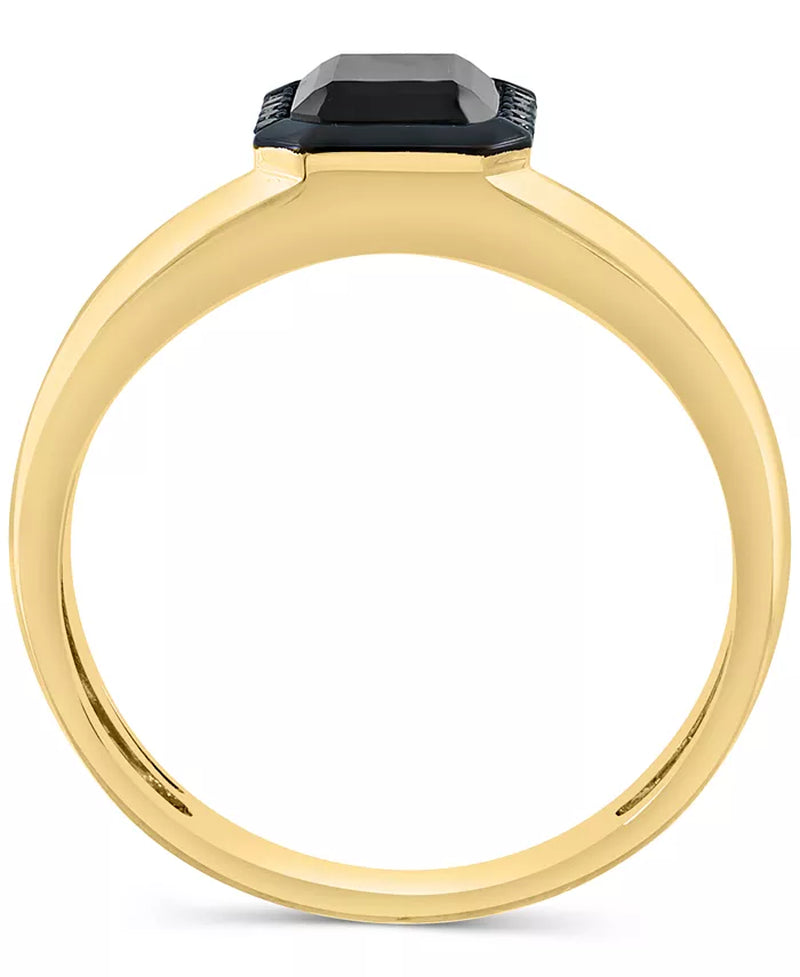 EFFYÂ® Men'S Onyx & Black Diamond (1/20 Ct. T.W.) Halo Ring in 14K Gold