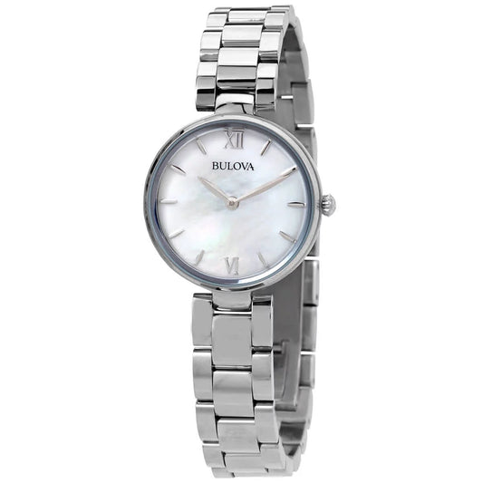 Women'S Classic White MOP Dial Stainless Steel Bracelet Watch 96L229