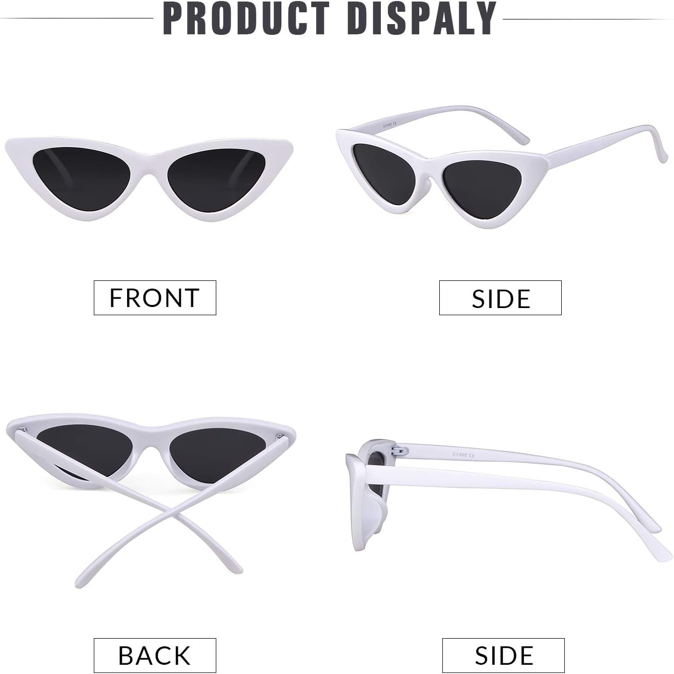 Retro Vintage Cat Eye Sunglasses for Women Trendy Narrow Cateye Frame Sun Glasses