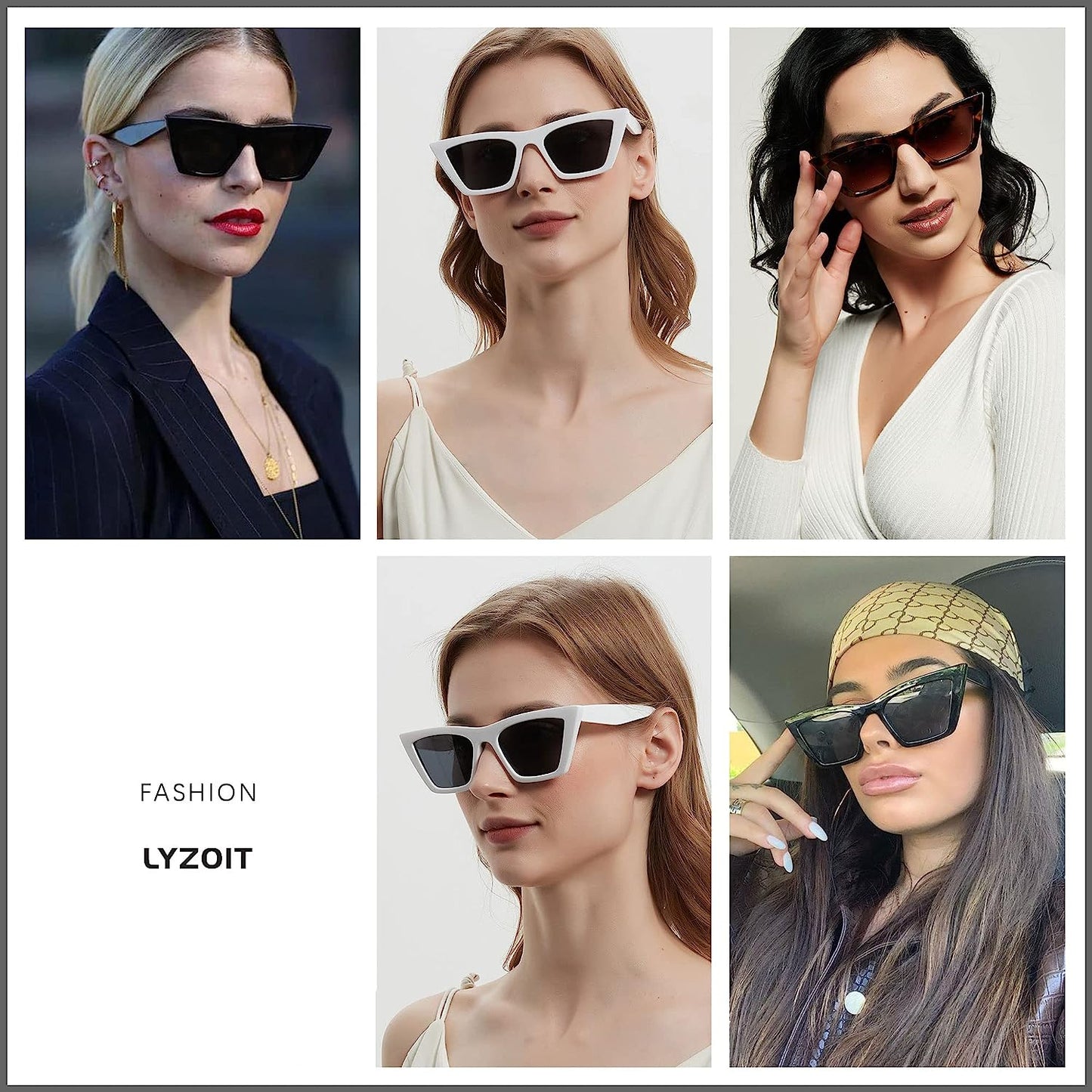 Cat Eye Sunglasses Women 2 Pack Square Cateye Frames Fashion Vintage Classic Retro Sun Glasses Cool Trendy Shades