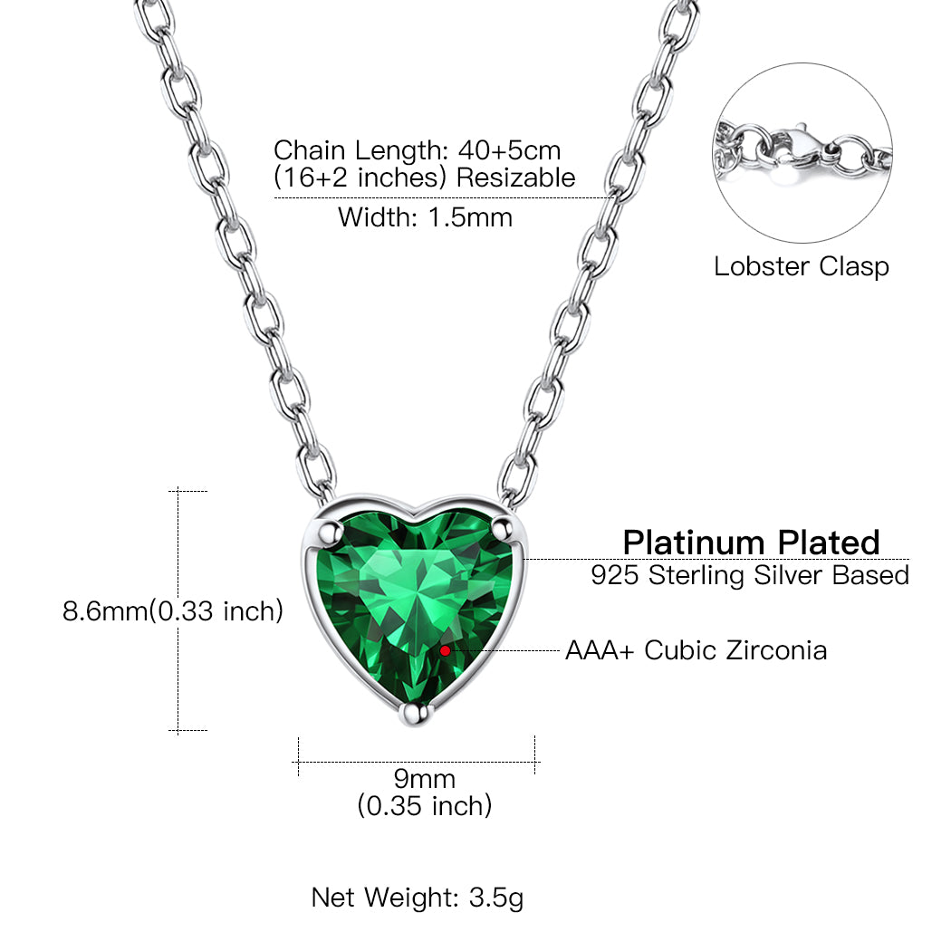 Women 925 Sterling Silver Birthstone Love Heart Necklace, Mother'S Day Jewelry Gifts for Mom